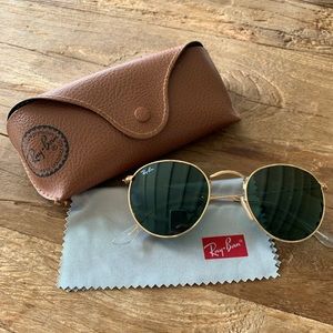 Ray-ban Round Metal Sunglasses (Classic G-15+Gold)